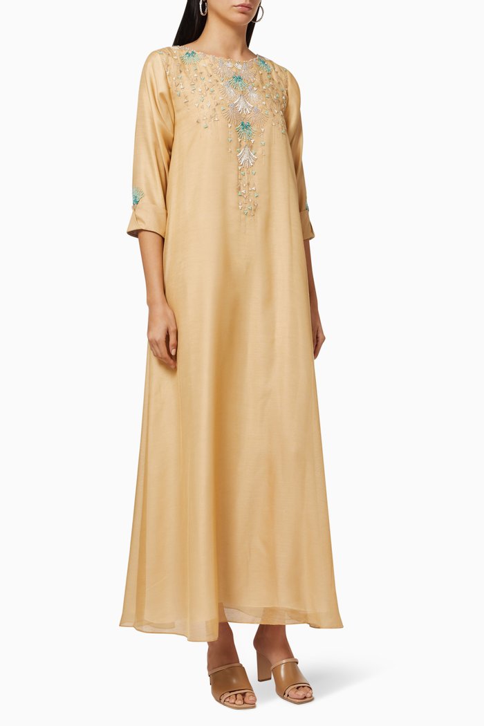 

Anna Embellished Kaftan in Linen, Neutral
