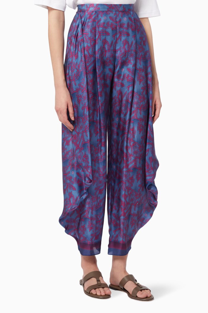 

Floral Wide-Leg Pants, Red