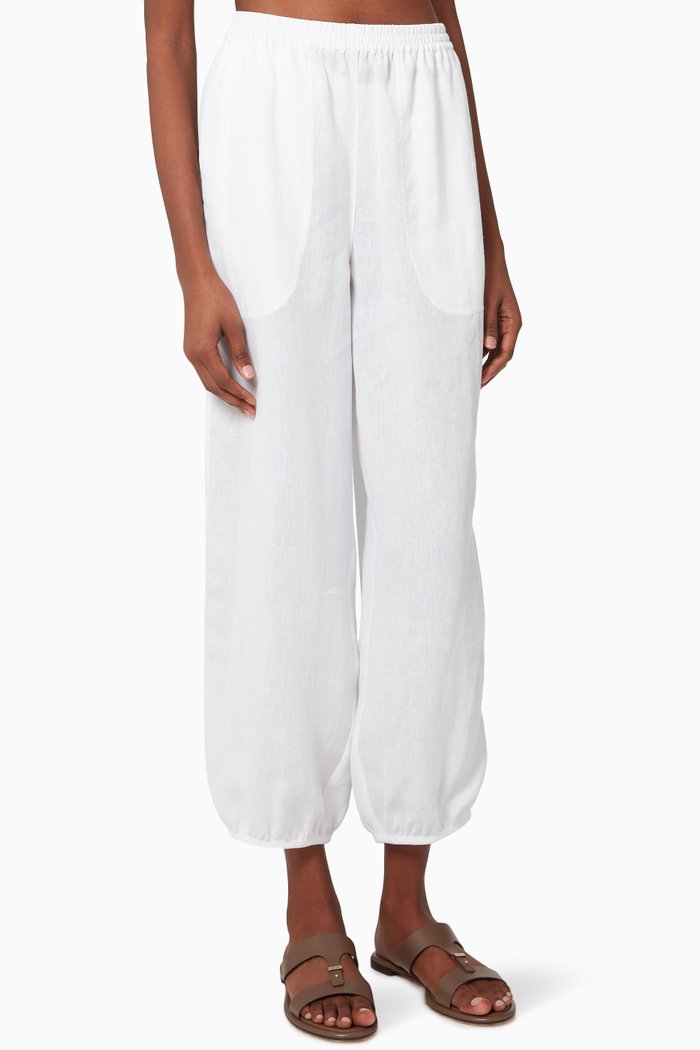 

Wide Leg Pants in Linen, White