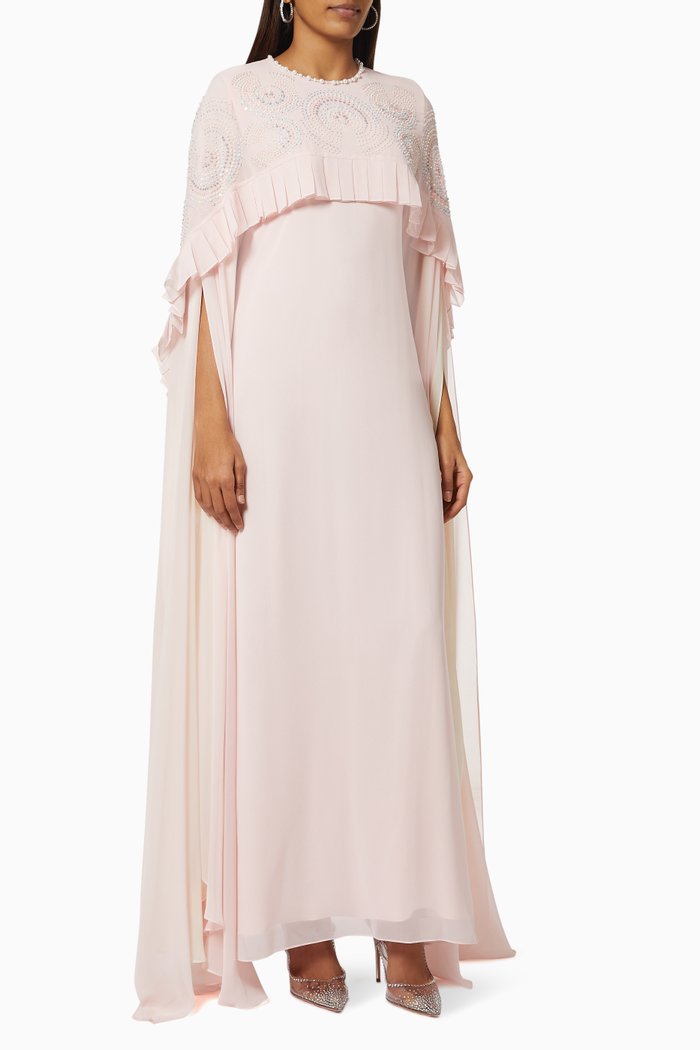 

Embroidered Dress in Chiffon, Pink