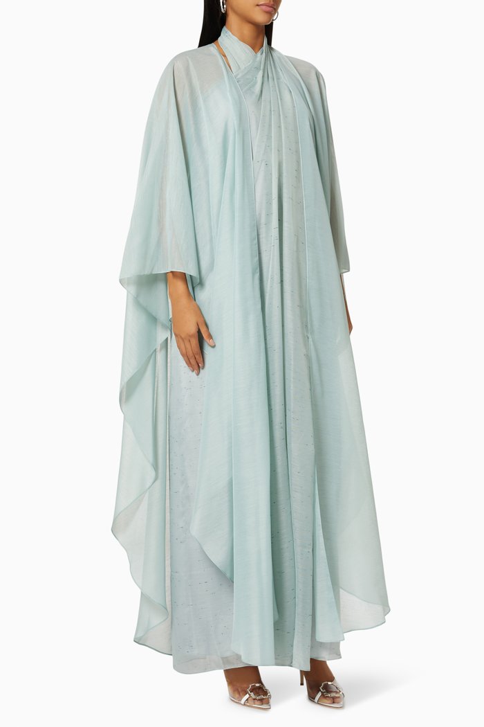 

Halterneck Dress & Jacket Set in Linen, Green