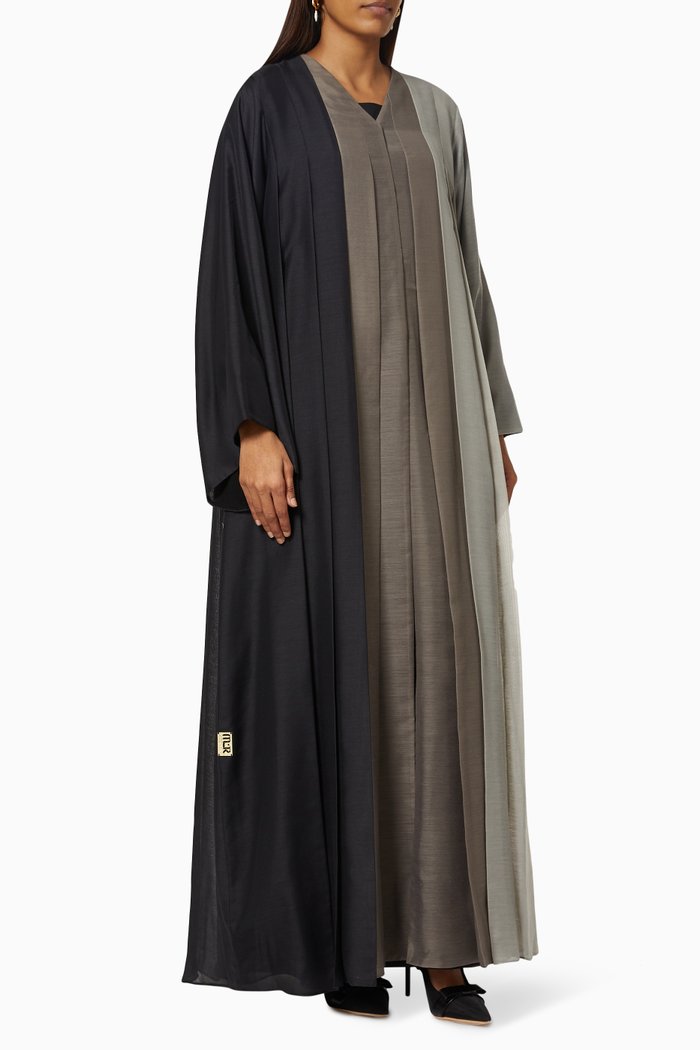 

Three Tone Pleated Abaya, Multicolour
