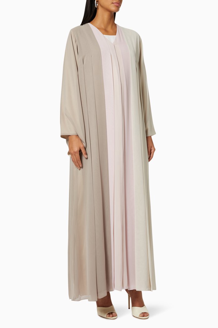 

Three Tone Abaya & Dress Set in Chiffon, Multicolour