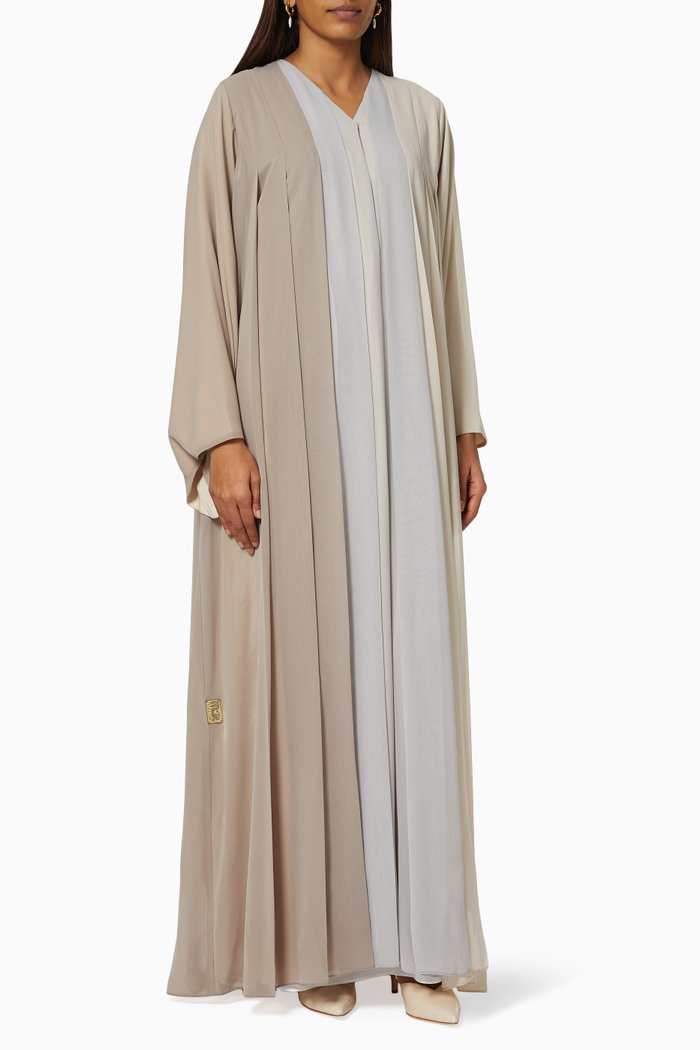 

Three Tone Pleated Abaya, Multicolour