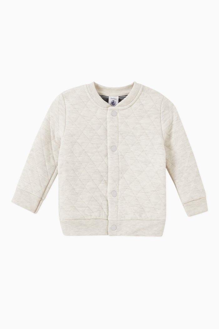 

Quilted Cardigan in Tube Knit, Grey