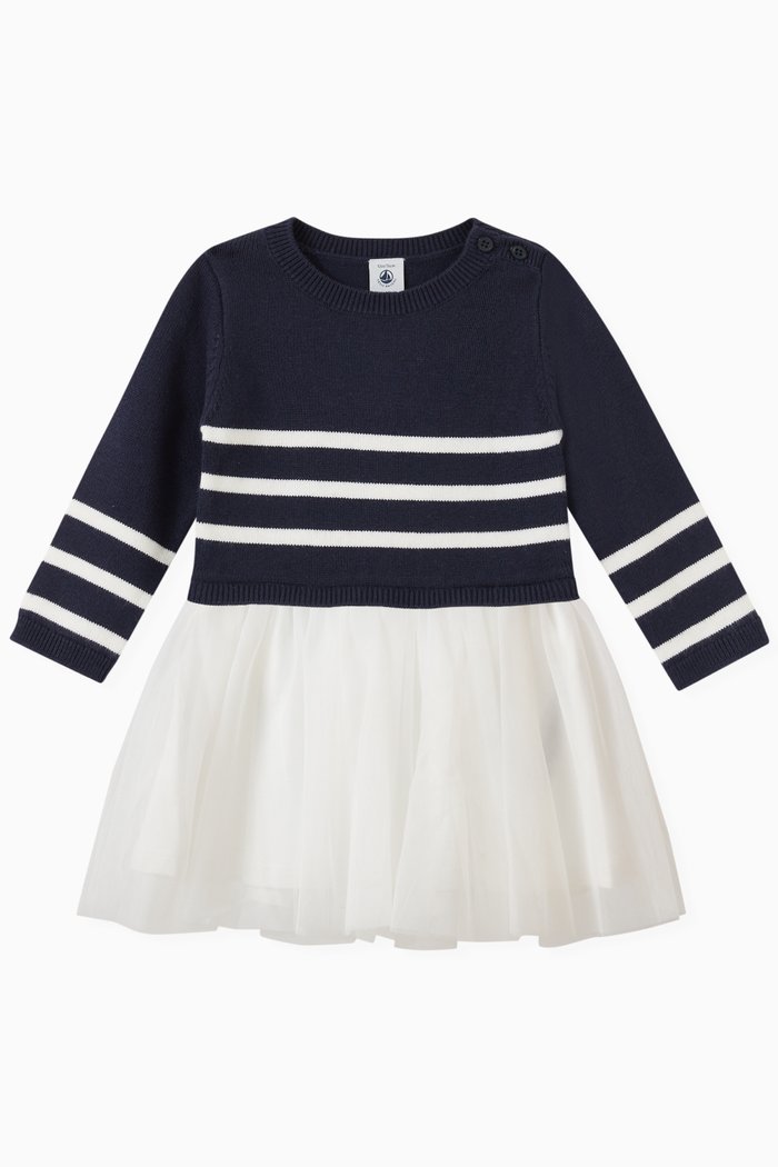 

Dress in Cotton-wool Knit & Tule, Multicolour
