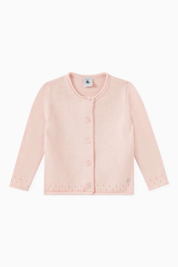 Cardigan in Cotton-wool Knit, Pink