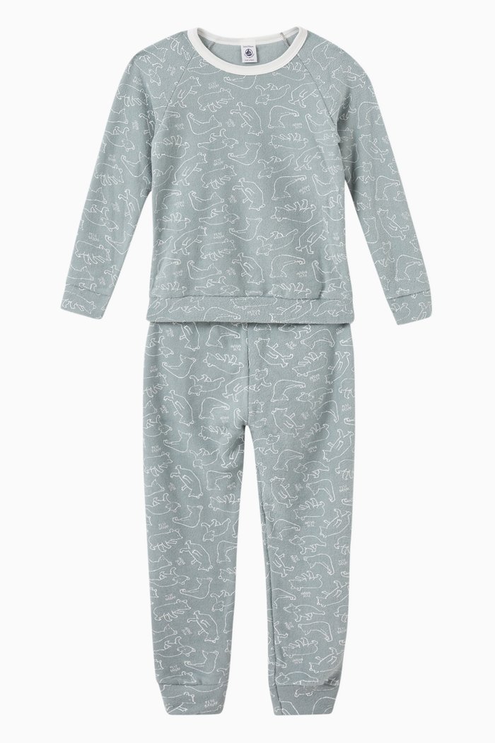 

Pyjama in Bear Brushed Terry Towelling, Grey