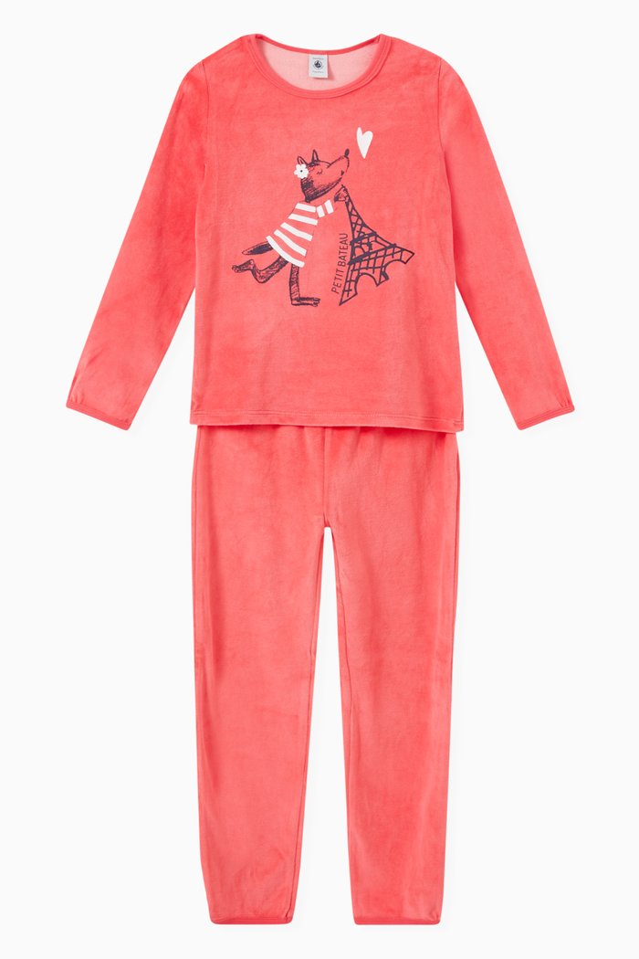 

Paris-themed Pyjama in Velour, Pink