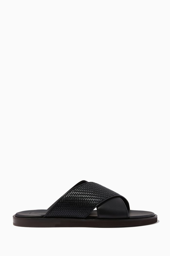 

Pelletessuta Sandals in Leather, Black