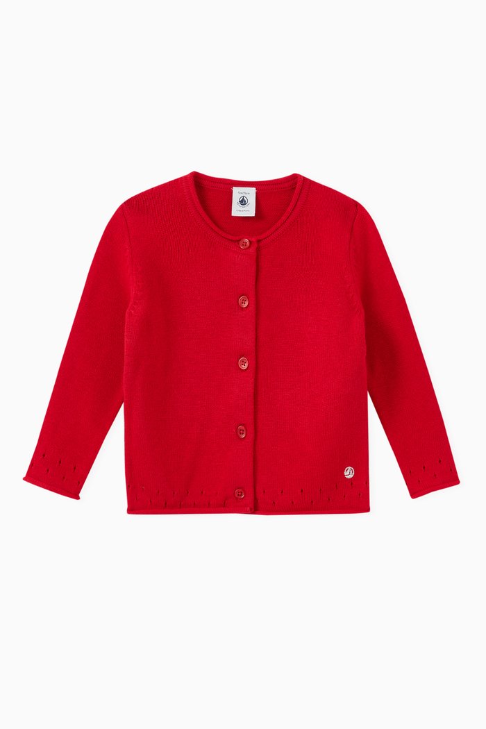 

Cardigan in Cotton-wool Knit, Red