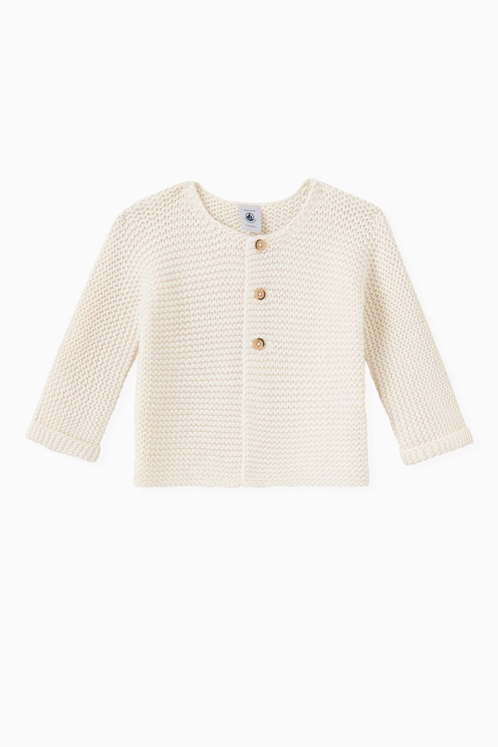 Cardigan in Cotton-wool Knit, White