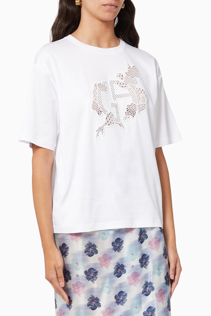 

Resort Capsule Collection Lace Embroidered T-shirt in Cotton, White