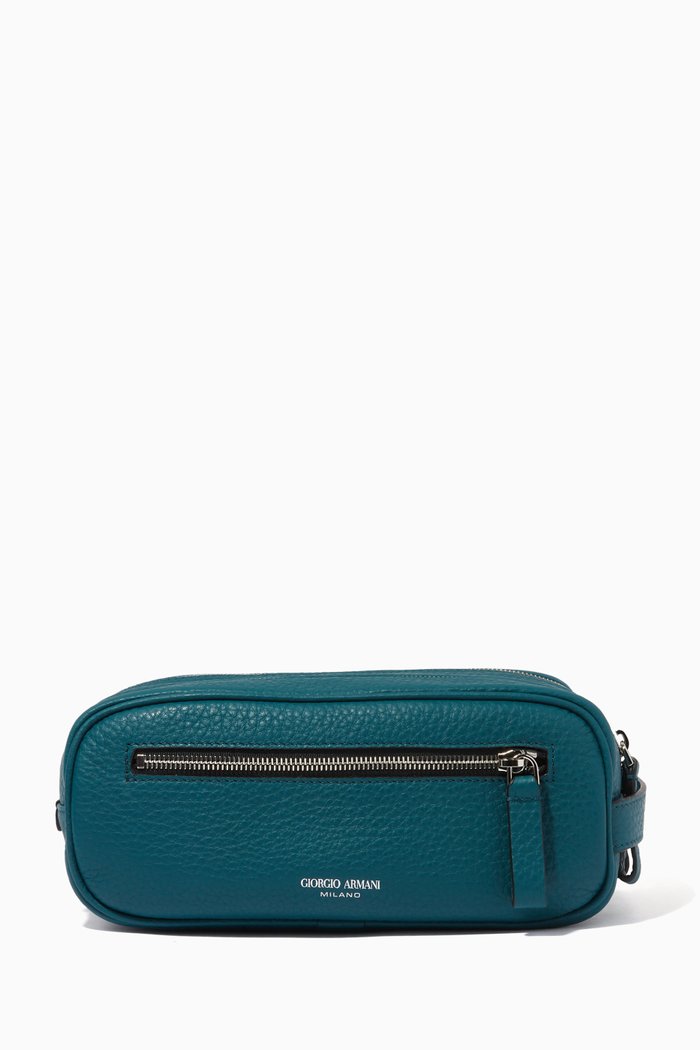 

GA Exclusive Capsule Collection Beauty Bag in Grained Leather, Green