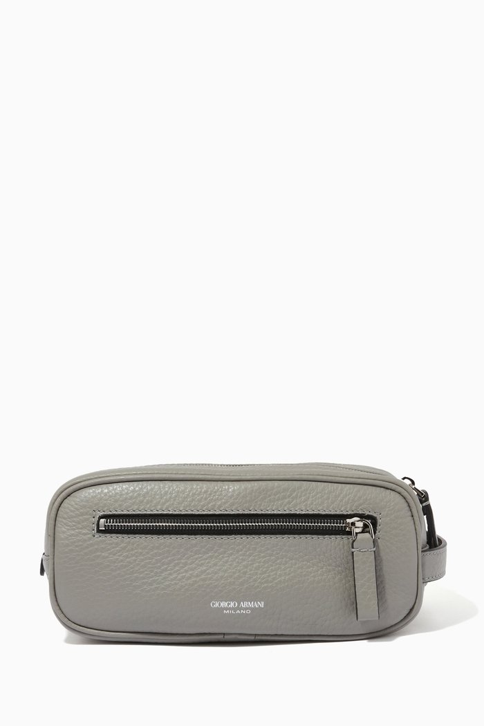 

GA Exclusive Capsule Collection Beauty Bag in Grained Leather, Grey