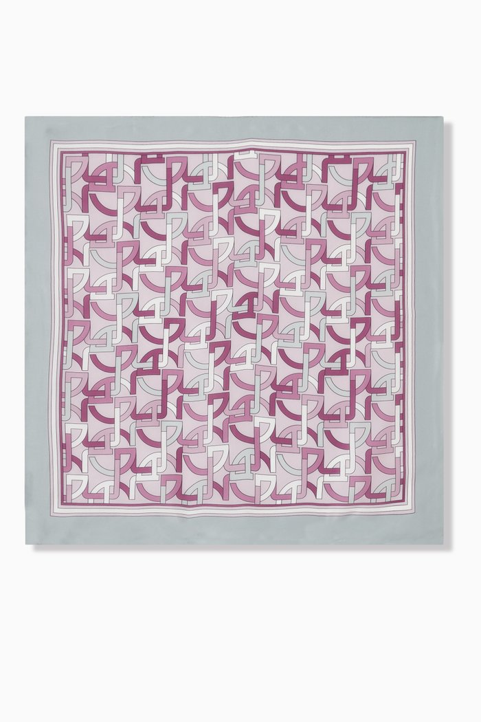 

Graphic Print Scarf in Silk, Pink