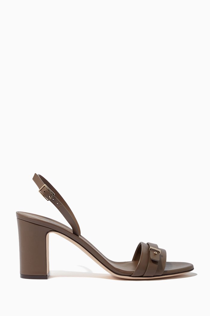 

Charlotte Heel Sandals in Leather, Brown