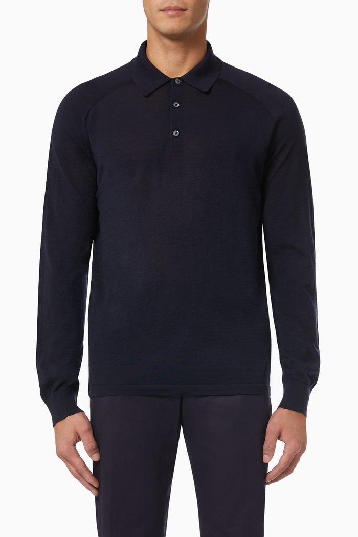 

High Performance Packaway Polo Shirt in Wool, Blue