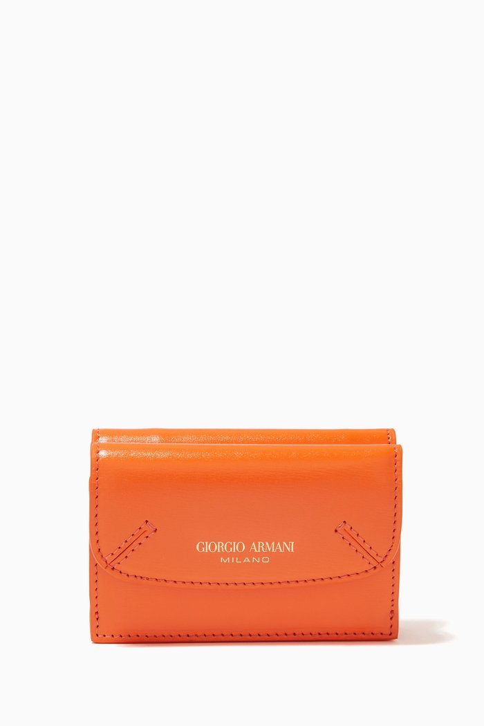 

Mini Trifold Wallet in Grained Leather, Orange