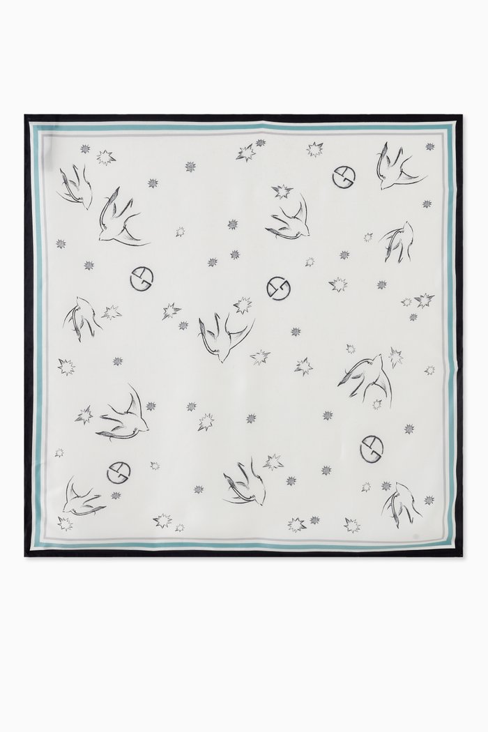 

GA Stars & Swallows Scarf in Satin, White