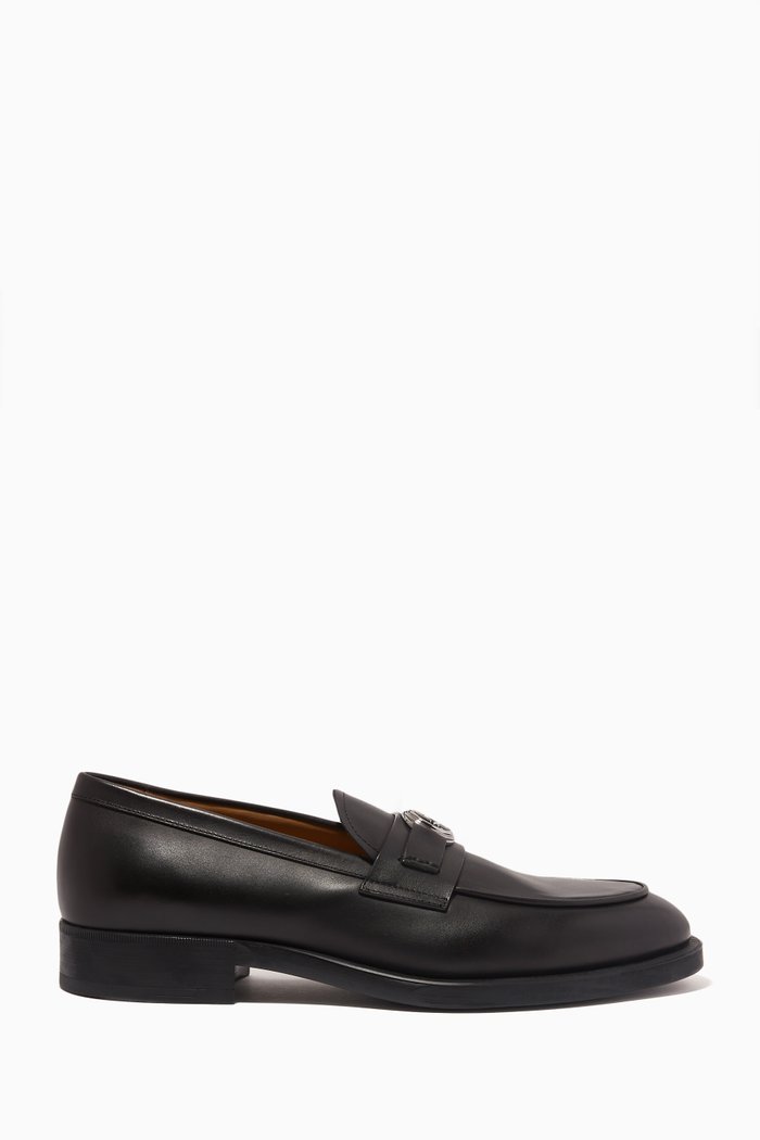 

Logo Loafers in Calf Leather, Black