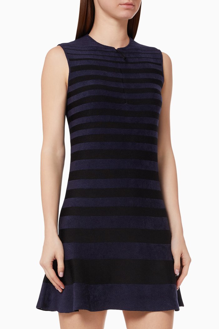 

Striped Dress in Double Layer Knit, Blue