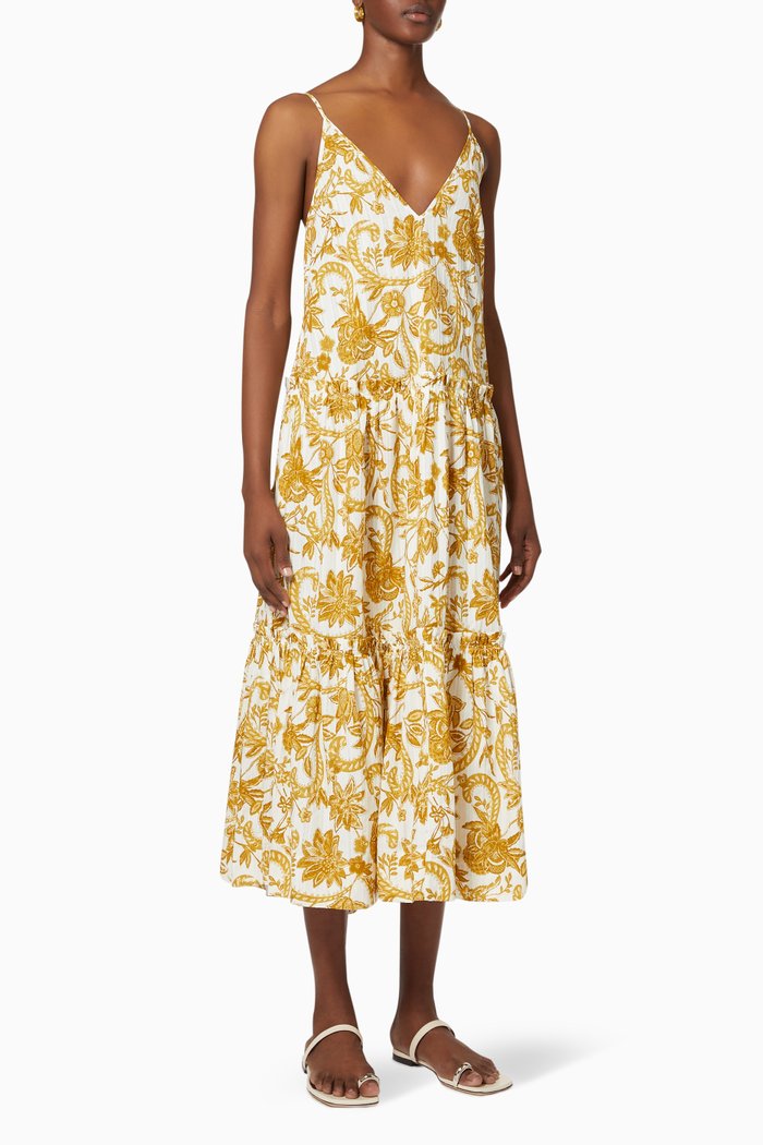 

Saffron Backless Midi Dress in Cotton, Yellow