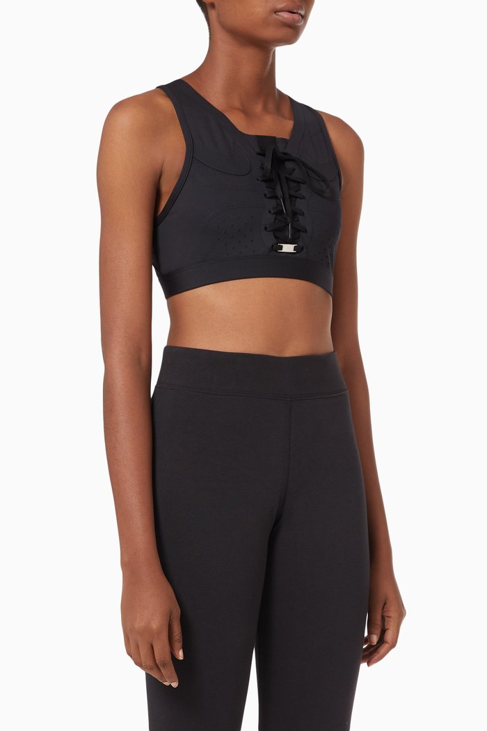 

Swoosh Air Force 1 Sports Bra in Stretch Nylon, Black