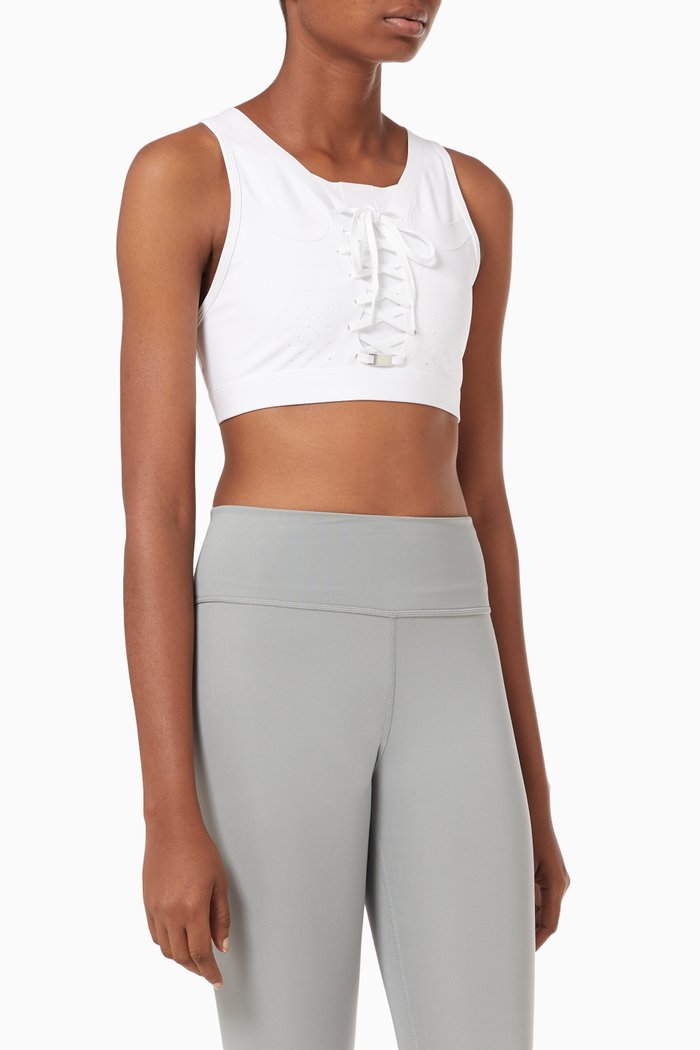 

Swoosh Air Force 1 Sports Bra in Stretch Nylon, White