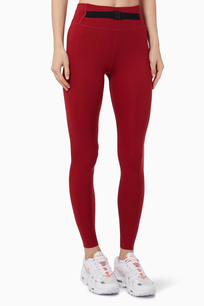 

Dri-FIT One Luxe Buckle Mid-Rise Leggings in Recycled Polyester, Burgundy