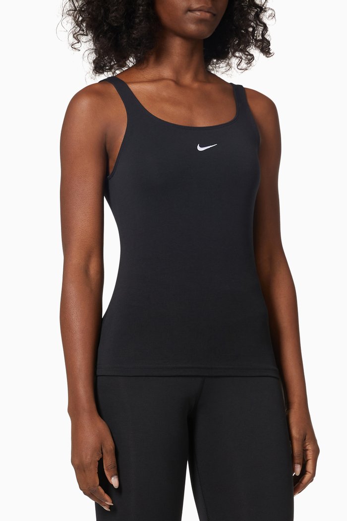 

Sportswear Essential Cami Tank in Stretch Cotton, Black