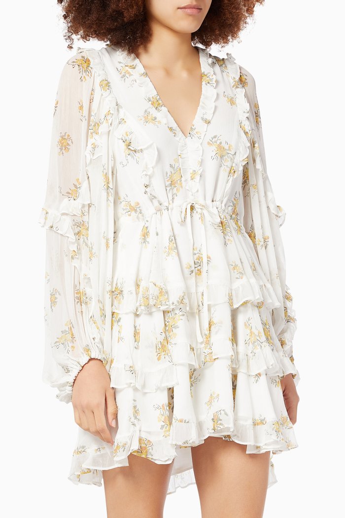 

Julieta Frill Mini Dress in Viscose, White