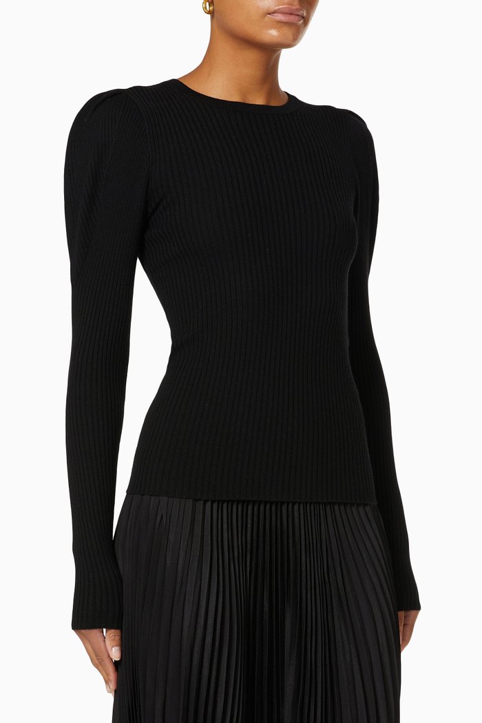 

Ribbed Sweater in Merino Wool, Black