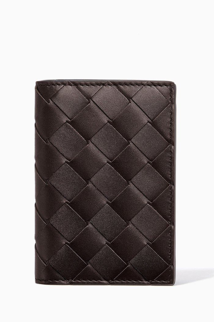

Bi-fold Card Case in Intrecciato Calfskin, Brown