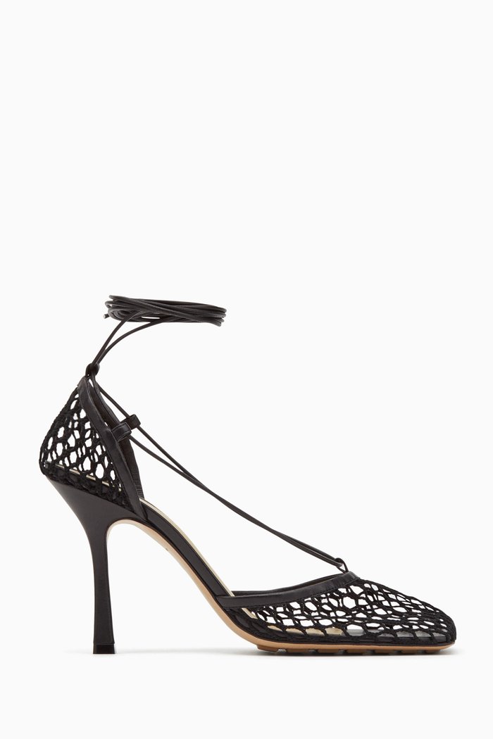 Stretch Sandals in Mesh & Nappa, Black