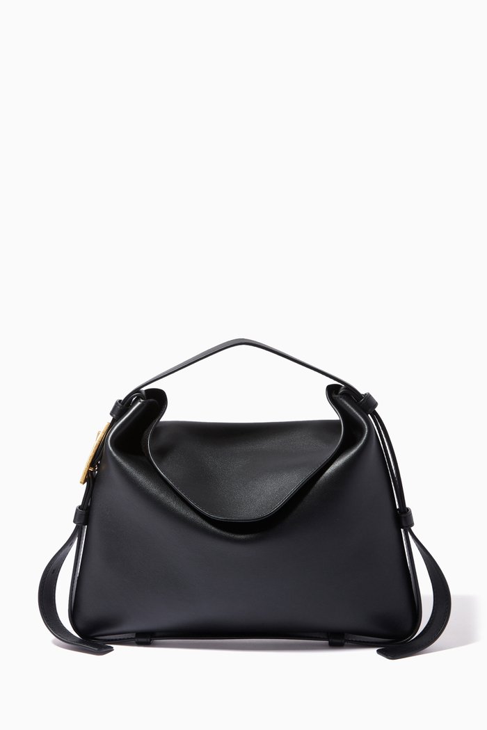 

Small Cradle Shoulder Bag in Leather, Black