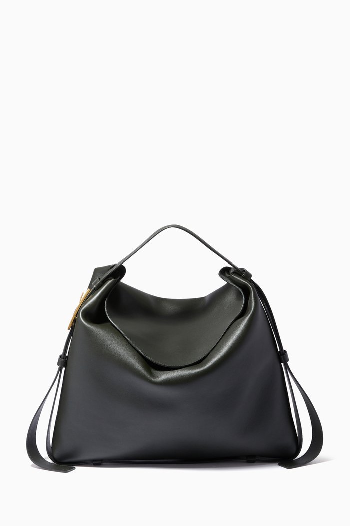 

Medium Cradle Shoulder Bag in Leather, Green