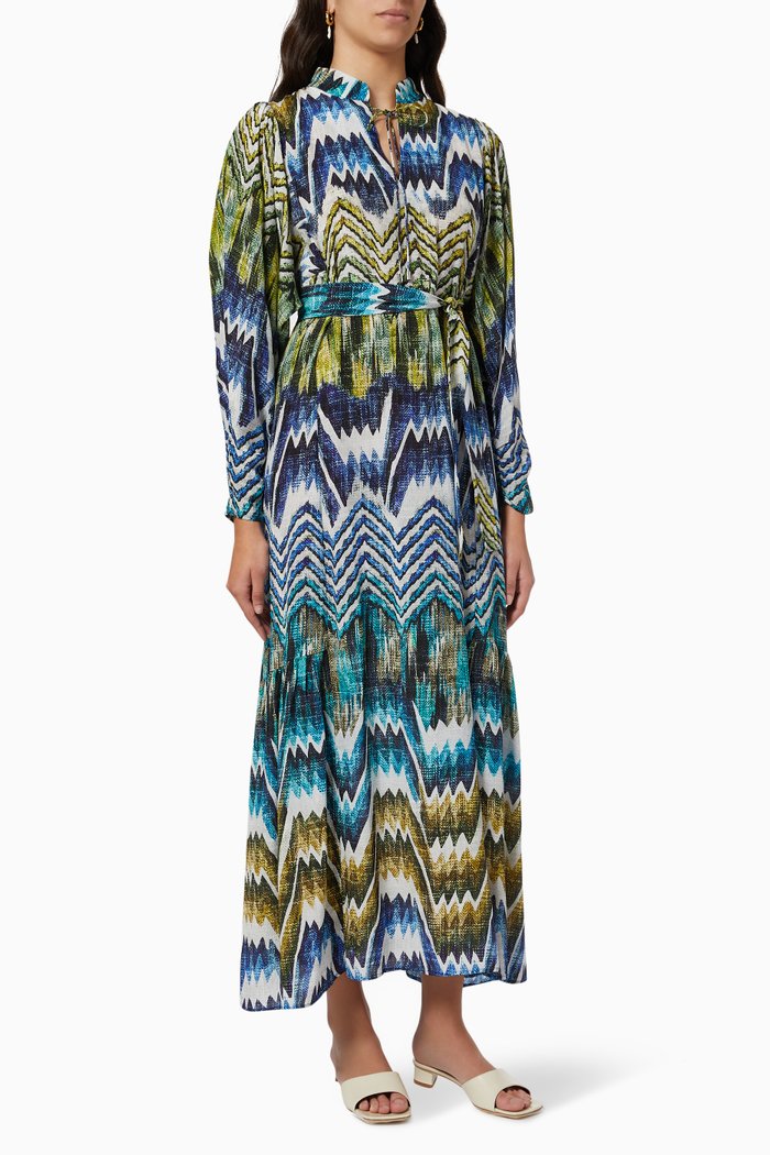 

Beatrix Maxi Dress in Silk, Blue