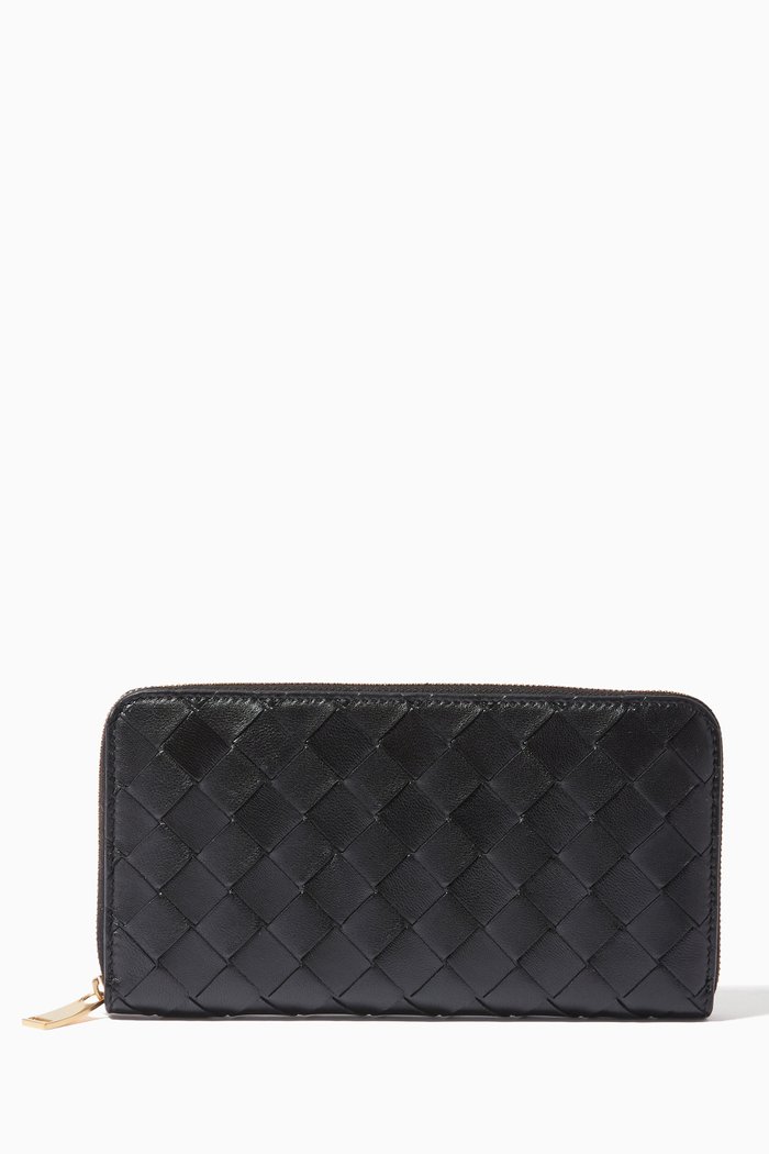 

Zip-around Wallet in Intrecciato Nappa, Black