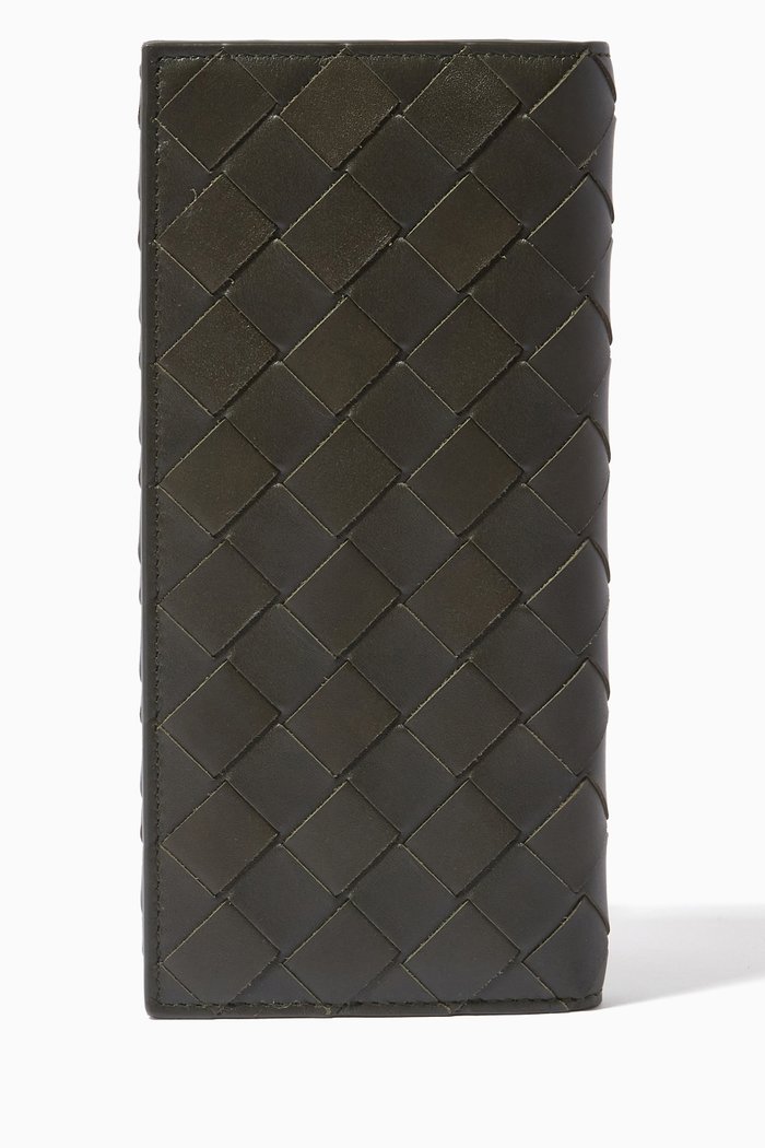

Continental Wallet in Intrecciato Calfskin, Green