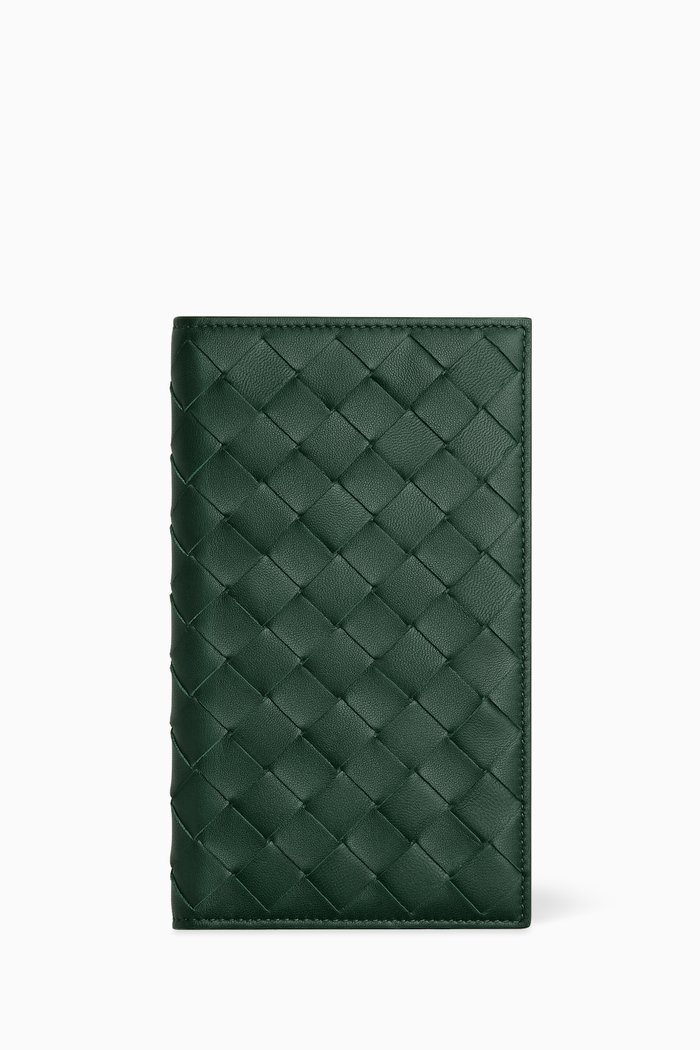 

Continental Wallet in Intrecciato Calfskin, Green