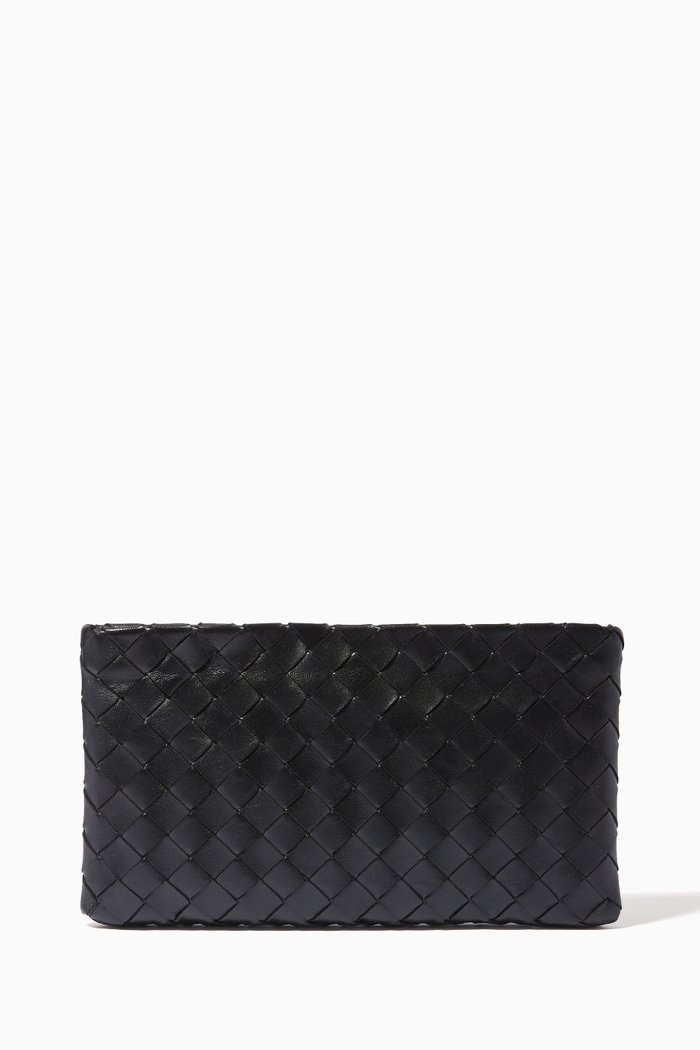 Medium Pouch in Intrecciato Nappa, Black