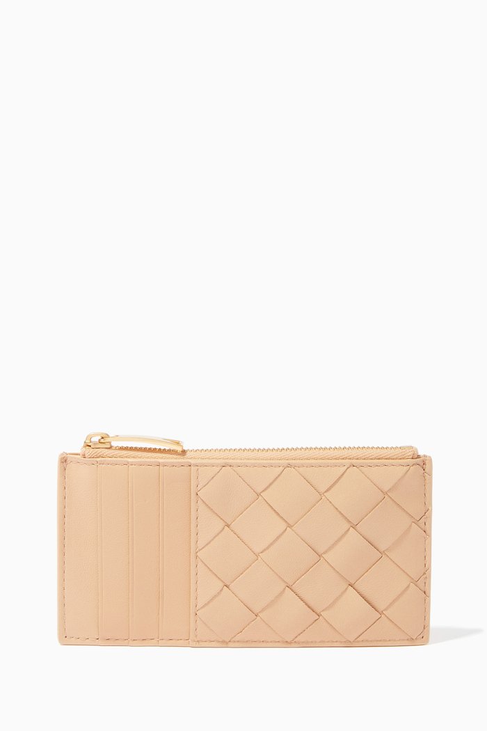 

Zipped Card Case in Intrecciato Nappa, Brown