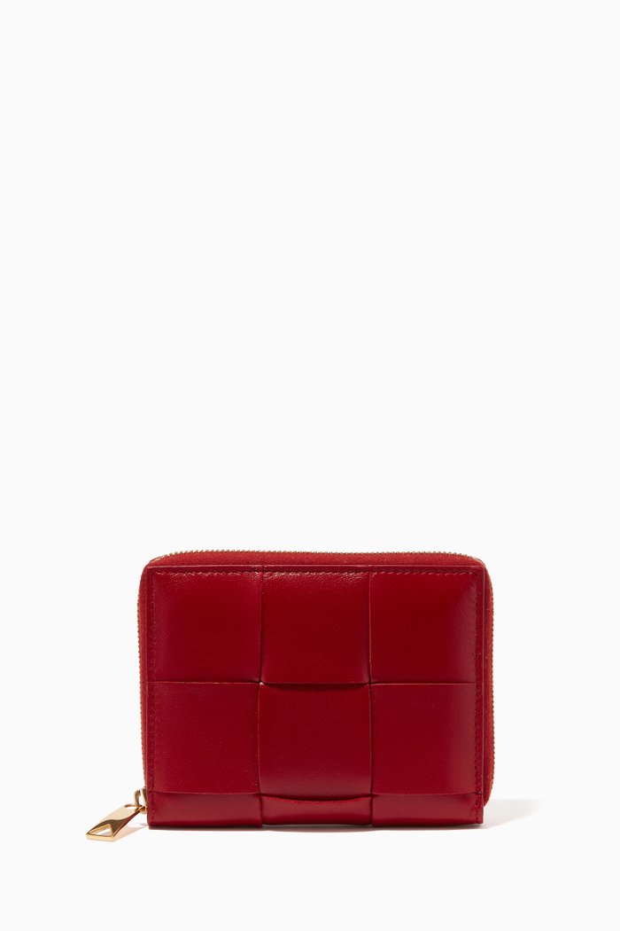 

Zip-around Wallet in Intrecciato Nappa, Red