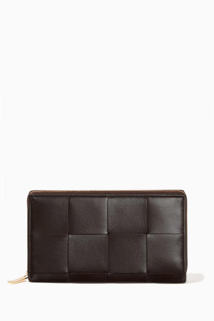 

Zip-around Wallet in Intrecciato Nappa, Brown