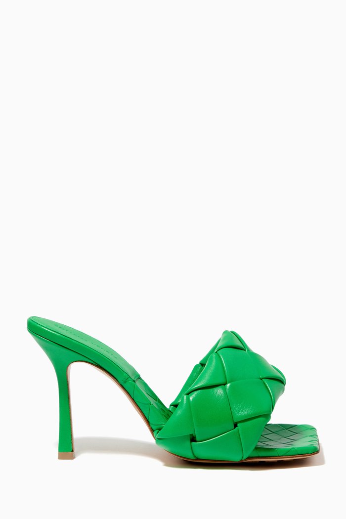 

Lido Mule Sandals in Intreccio Nappa, Green