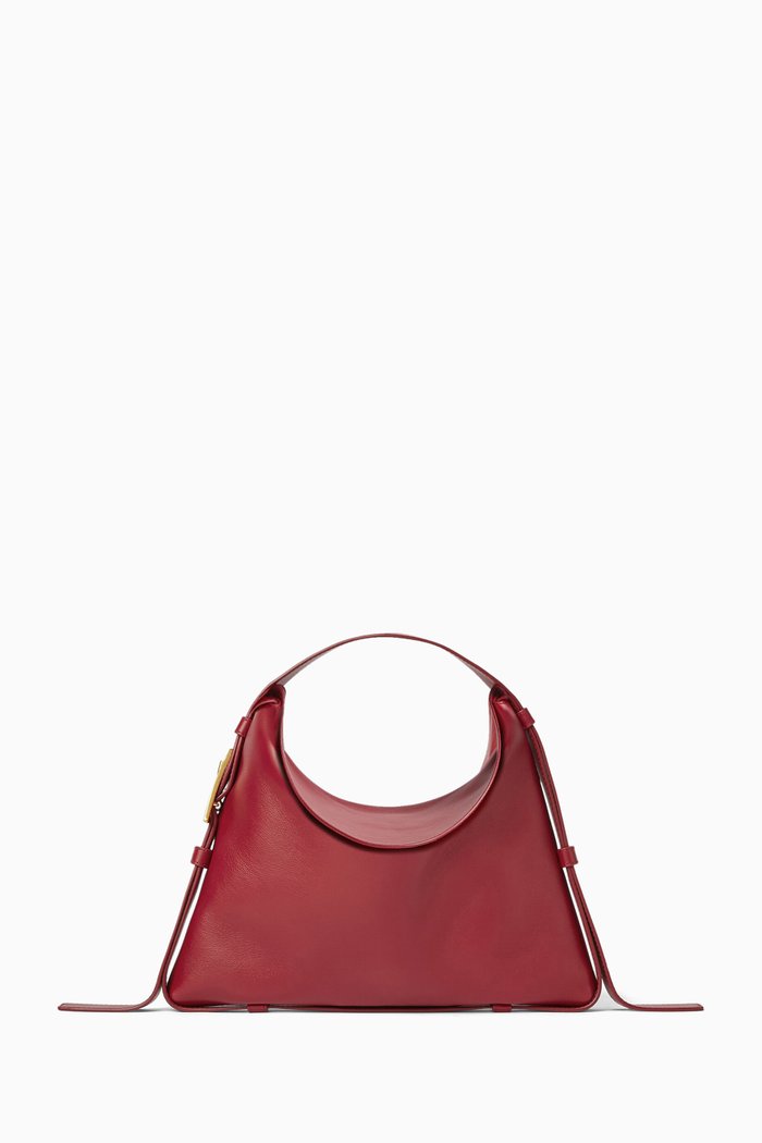 

Small Cradle Shoulder Bag in Leather, Red