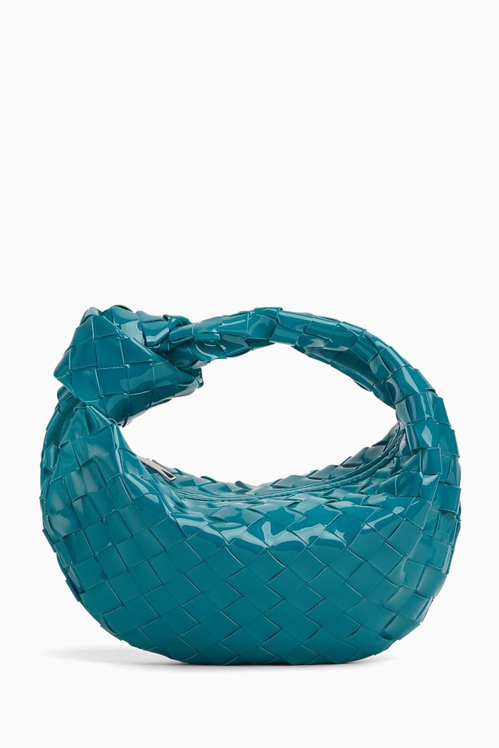 

The Mini Jodie Bag in Patent Intrecciato Calfskin, Blue