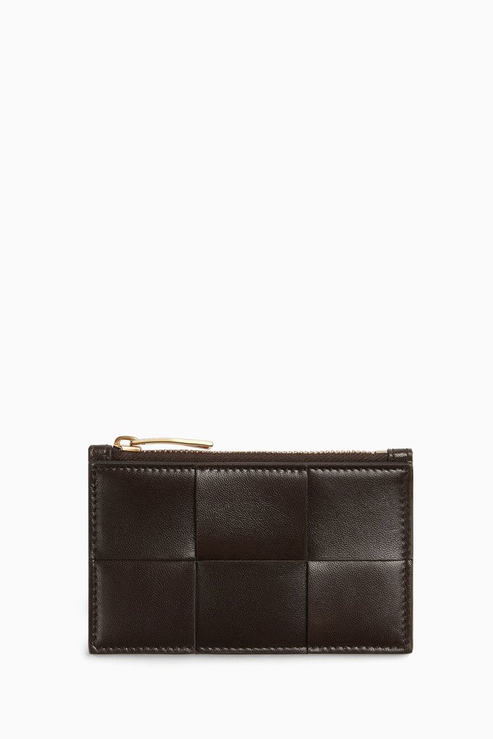 

Zipped Card Case in Intrecciato Nappa, Brown