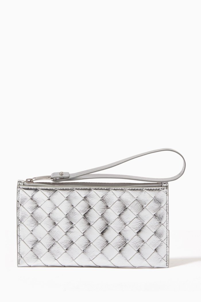 

Bill Pouch in Intrecciato Nappa, Silver
